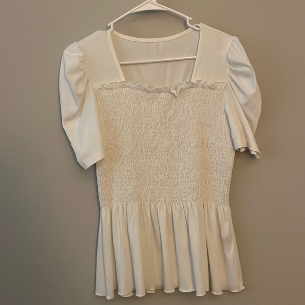 white smocked top